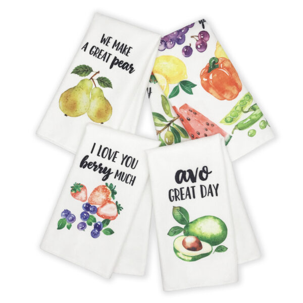 Eleville Fashion Kitchen Towels Set of 4 Fashion Fruit Vegetable Strawberry Avocado Pear Watermelon Love Humor Wedding Housewarming KTN002