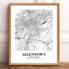 Eleville Unframed Allentown Pennsylvania City View Abstract Modern Map Art Print Poster Wall Office Home Decor Line Art wgn562 - Image 2