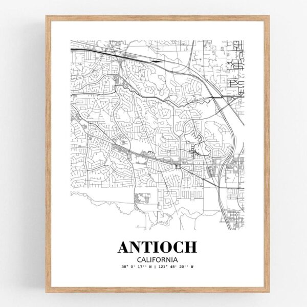 Eleville Unframed Antioch California City View Abstract Modern Map Art Print Poster Wall Office Home Decor Line Art wgn564