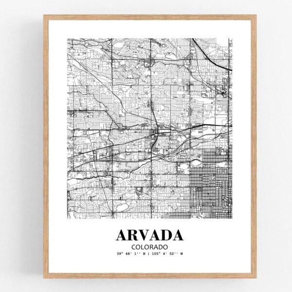 Eleville Unframed Arvada Colorado City View Abstract Modern Map Art Print Poster Wall Office Home Decor Line Art wgn566