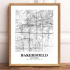 Eleville Unframed Bakersfield California City View Abstract Modern Map Art Print Poster Wall Office Home Decor Line Art wgn569 - Image 2