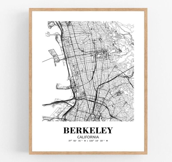 Eleville Unframed Berkeley California City View Abstract Modern Map Art Print Poster Wall Office Home Decor Line Art wgn572
