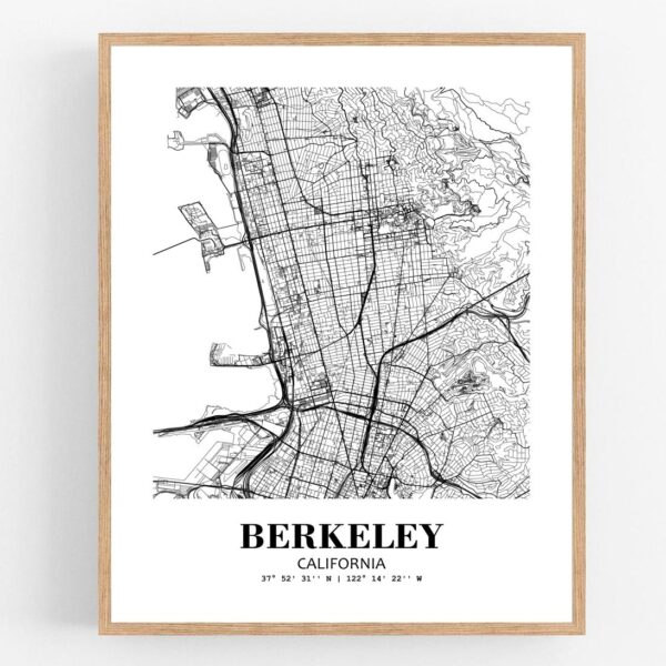 Eleville Unframed Berkeley California City View Abstract Modern Map Art Print Poster Wall Office Home Decor Line Art wgn572