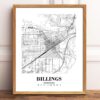 Eleville Unframed Billings Montana City View Abstract Modern Map Art Print Poster Wall Office Home Decor Line Art wgn573 - Image 2