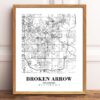 Eleville Unframed Broken Arrow Oklahoma City View Abstract Modern Map Art Print Poster Wall Office Home Decor Line Art wgn576 - Image 2