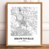 Eleville Unframed Brownsville Texas City View Abstract Modern Map Art Print Poster Wall Office Home Decor Line Art wgn577 - Image 2