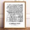 Eleville Unframed Carrollton Texas City View Abstract Modern Map Art Print Poster Wall Office Home Decor Line Art wgn582 - Image 2