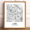 Eleville Unframed Cary North Carolina City View Abstract Modern Map Art Print Poster Wall Office Home Decor Line Art wgn583 - Image 2