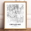 Eleville Unframed Chesapeake Virginia City View Abstract Modern Map Art Print Poster Wall Office Home Decor Line Art wgn587 - Image 2