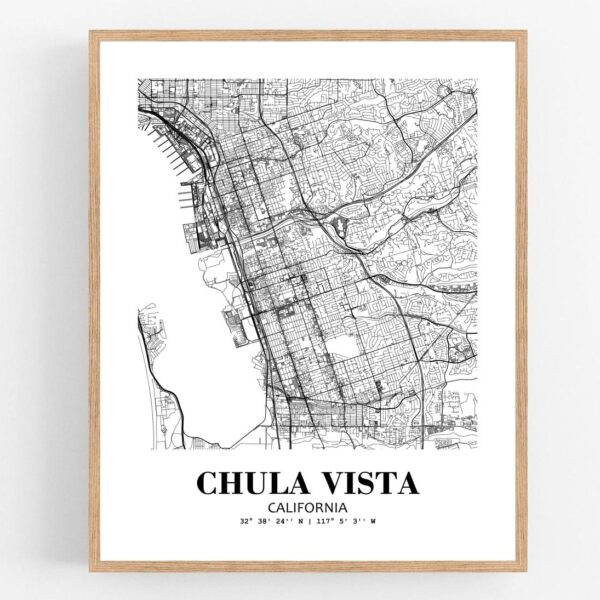 Eleville Unframed Chula Vista California City View Abstract Modern Map Art Print Poster Wall Office Home Decor Line Art wgn588