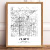 Eleville Unframed Clovis California City View Abstract Modern Map Art Print Poster Wall Office Home Decor Line Art wgn591 - Image 2