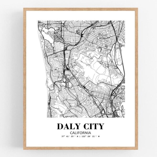Eleville Unframed Daly City California City View Abstract Modern Map Art Print Poster Wall Office Home Decor Line Art wgn598