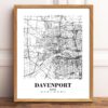 Eleville Unframed Davenport Iowa City View Abstract Modern Map Art Print Poster Wall Office Home Decor Line Art wgn599 - Image 2