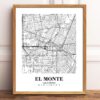 Eleville Unframed El Monte California City View Abstract Modern Map Art Print Poster Wall Office Home Decor Line Art wgn606 - Image 2