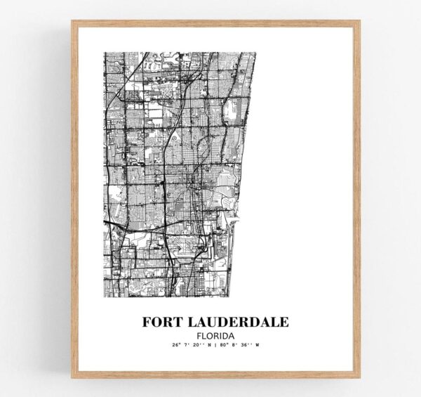 Eleville Unframed Fort Lauderdale Florida City View Abstract Modern Map Art Print Poster Wall Office Home Decor Line Art wgn617