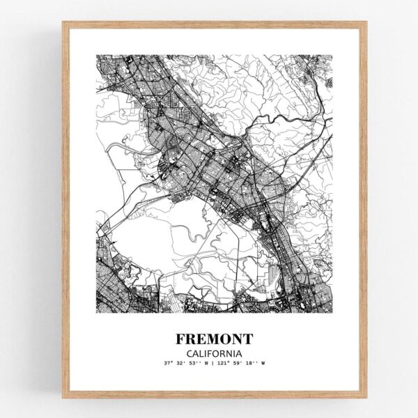 Eleville Unframed Fremont California City View Abstract Modern Map Art Print Poster Wall Office Home Decor Line Art wgn618