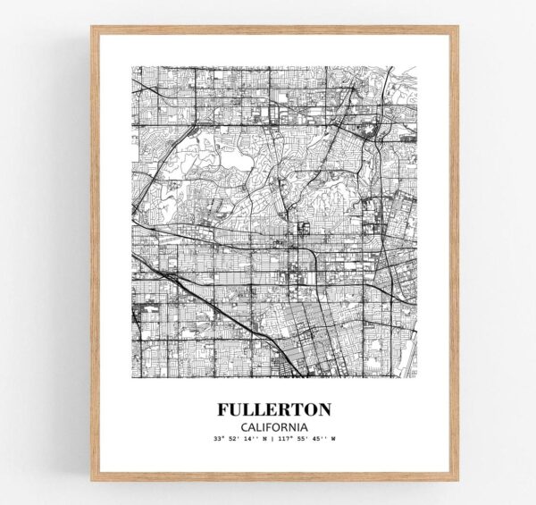 Eleville Unframed Fullerton California City View Abstract Modern Map Art Print Poster Wall Office Home Decor Line Art wgn620