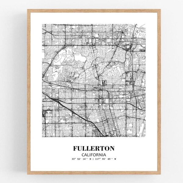 Eleville Unframed Fullerton California City View Abstract Modern Map Art Print Poster Wall Office Home Decor Line Art wgn620