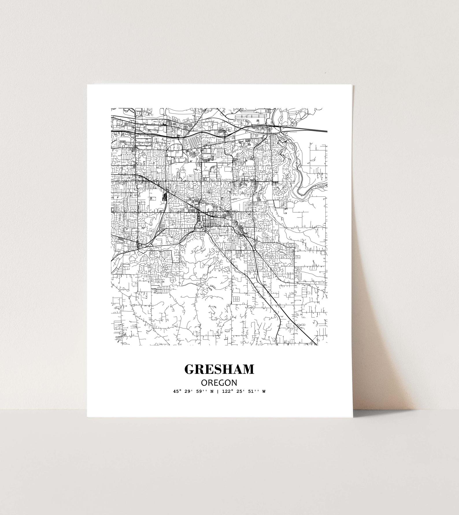 Eleville Unframed Gresham Oregon City View Abstract Modern Map Art Print Poster Wall Office Home Decor Line Art wgn629 - Image 3