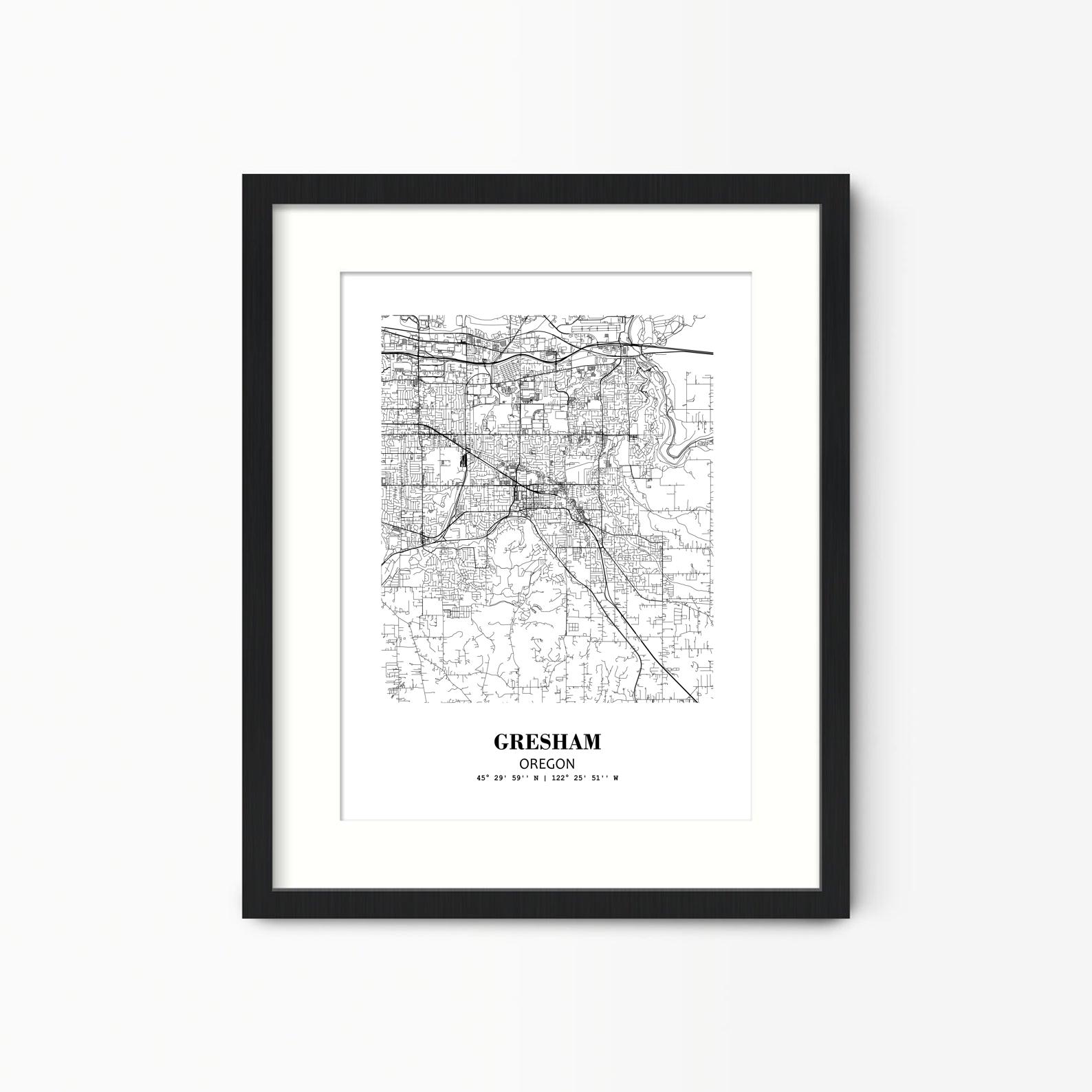 Eleville Unframed Gresham Oregon City View Abstract Modern Map Art Print Poster Wall Office Home Decor Line Art wgn629 - Image 4