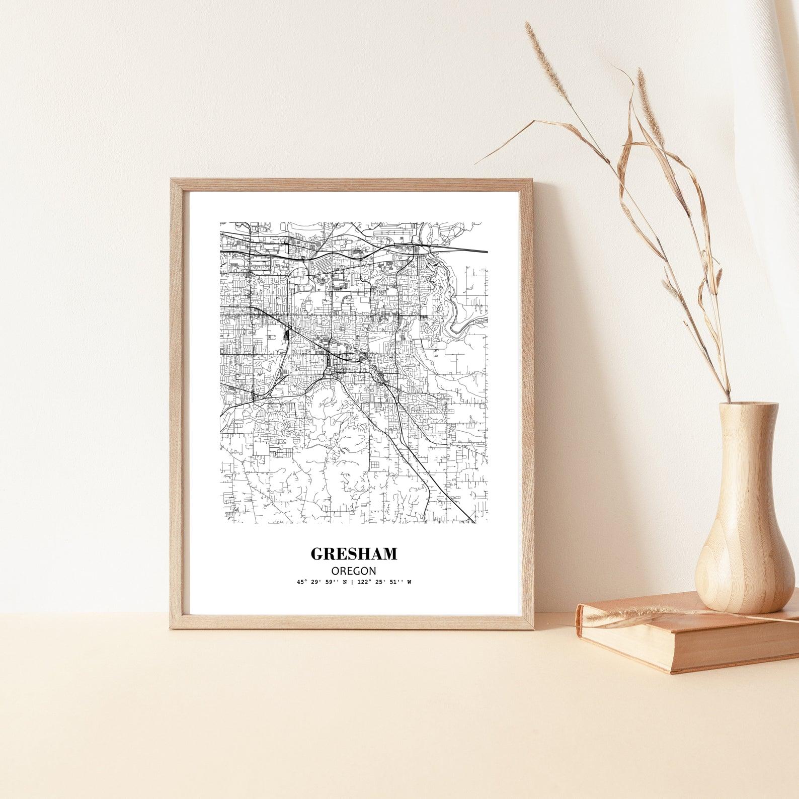 Eleville Unframed Gresham Oregon City View Abstract Modern Map Art Print Poster Wall Office Home Decor Line Art wgn629 - Image 5