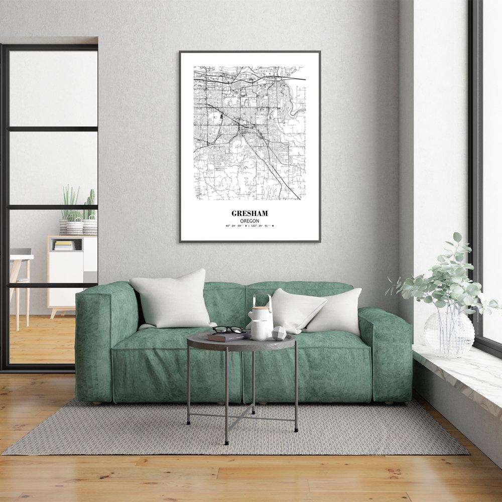 Eleville Unframed Gresham Oregon City View Abstract Modern Map Art Print Poster Wall Office Home Decor Line Art wgn629 - Image 7