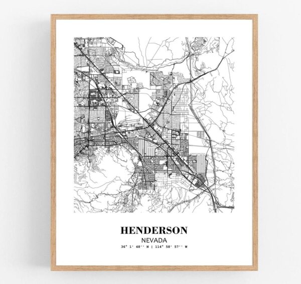 Eleville Unframed Henderson Nevada City View Abstract Modern Map Art Print Poster Wall Office Home Decor Line Art wgn632