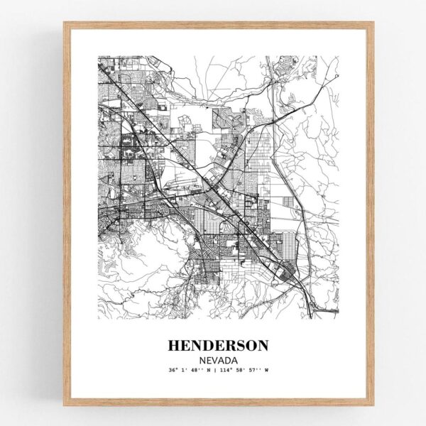 Eleville Unframed Henderson Nevada City View Abstract Modern Map Art Print Poster Wall Office Home Decor Line Art wgn632
