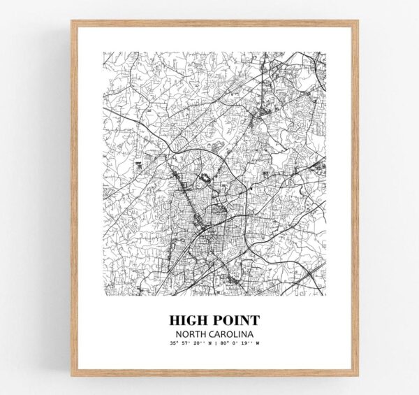 Eleville Unframed High Point North Carolina City View Abstract Modern Map Art Print Poster Wall Office Home Decor Line Art wgn634