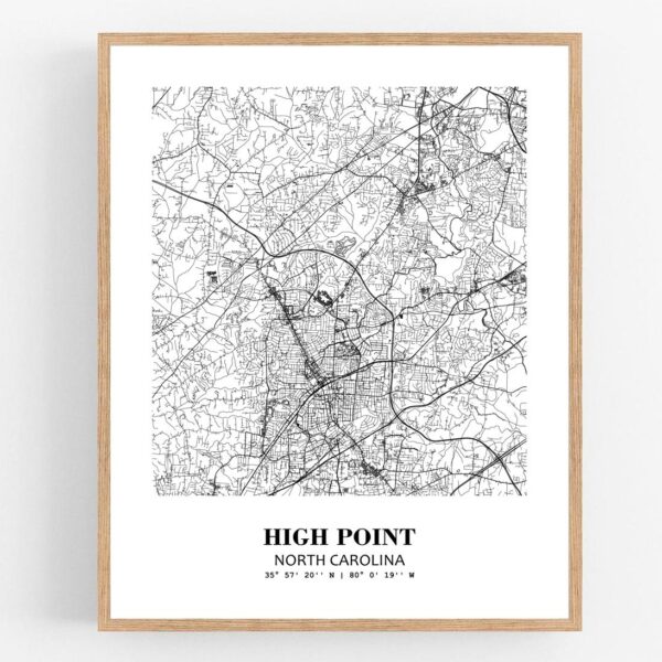 Eleville Unframed High Point North Carolina City View Abstract Modern Map Art Print Poster Wall Office Home Decor Line Art wgn634