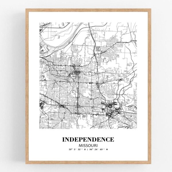 Eleville Unframed Independence Missouri City View Abstract Modern Map Art Print Poster Wall Office Home Decor Line Art wgn637