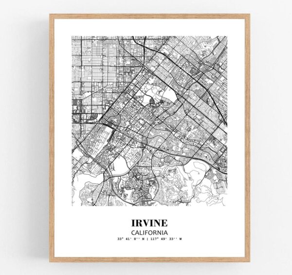 Eleville Unframed Irvine California City View Abstract Modern Map Art Print Poster Wall Office Home Decor Line Art wgn639