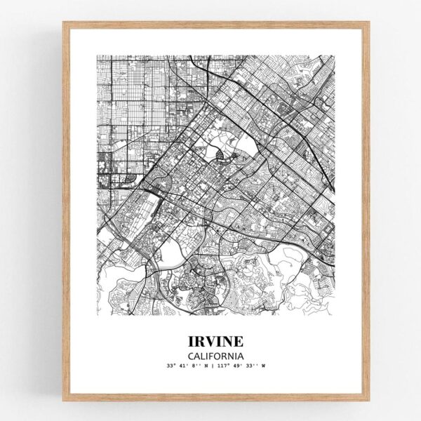 Eleville Unframed Irvine California City View Abstract Modern Map Art Print Poster Wall Office Home Decor Line Art wgn639