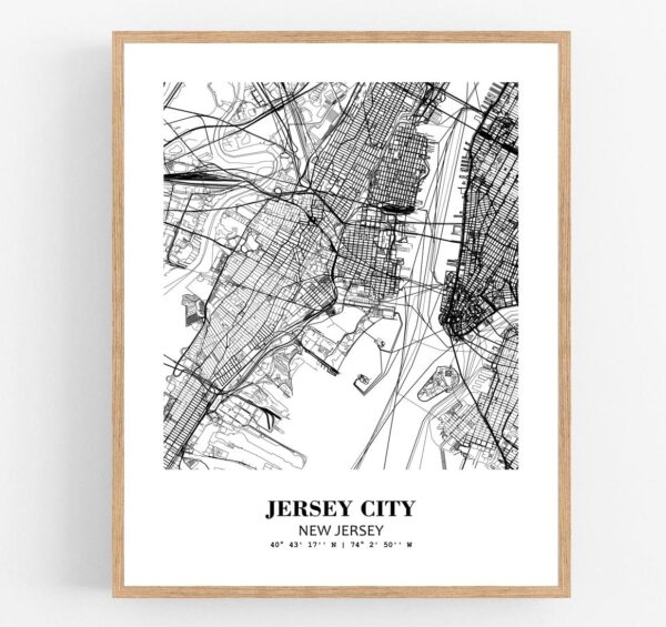 Eleville Unframed Jersey City New Jersey City View Abstract Modern Map Art Print Poster Wall Office Home Decor Line Art wgn642