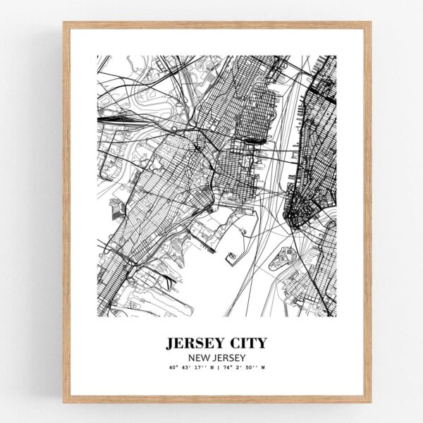 Eleville Unframed Jersey City New Jersey City View Abstract Modern Map Art Print Poster Wall Office Home Decor Line Art wgn642