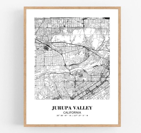 Eleville Unframed Jurupa Valley California City View Abstract Modern Map Art Print Poster Wall Office Home Decor Line Art wgn644