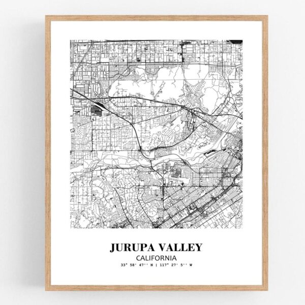 Eleville Unframed Jurupa Valley California City View Abstract Modern Map Art Print Poster Wall Office Home Decor Line Art wgn644