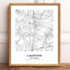 Eleville Unframed Lakewood New Jersey City View Abstract Modern Map Art Print Poster Wall Office Home Decor Line Art wgn649 - Image 2