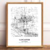 Eleville Unframed Lancaster California City View Abstract Modern Map Art Print Poster Wall Office Home Decor Line Art wgn650 - Image 2