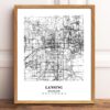 Eleville Unframed Lansing Michigan City View Abstract Modern Map Art Print Poster Wall Office Home Decor Line Art wgn651 - Image 2
