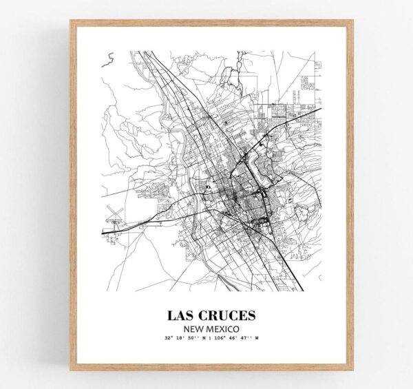 Eleville Unframed Las Cruces New Mexico City View Abstract Modern Map Art Print Poster Wall Office Home Decor Line Art wgn653