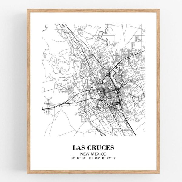 Eleville Unframed Las Cruces New Mexico City View Abstract Modern Map Art Print Poster Wall Office Home Decor Line Art wgn653