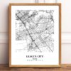 Eleville Unframed League City Texas City View Abstract Modern Map Art Print Poster Wall Office Home Decor Line Art wgn654 - Image 2