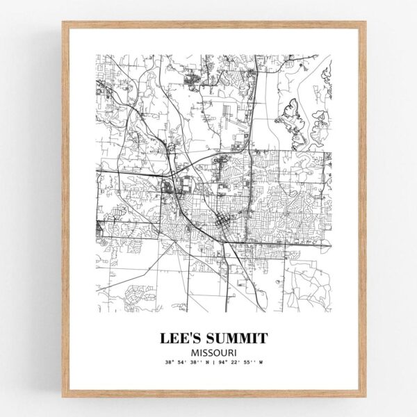 Eleville Unframed Lee's Summit Missouri City View Abstract Modern Map Art Print Poster Wall Office Home Decor Line Art wgn655