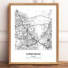Eleville Unframed Lewisville Texas City View Abstract Modern Map Art Print Poster Wall Office Home Decor Line Art wgn656 - Image 2