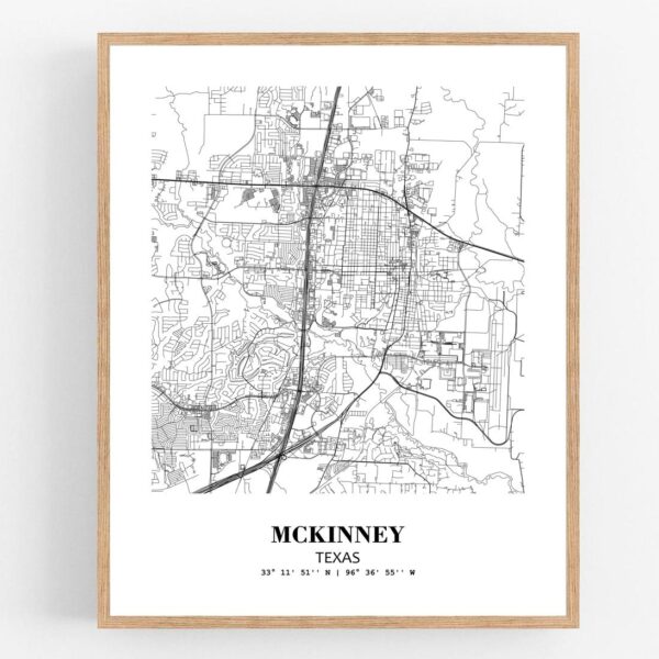 Eleville Unframed McKinney Texas City View Abstract Modern Map Art Print Poster Wall Office Home Decor Line Art wgn661