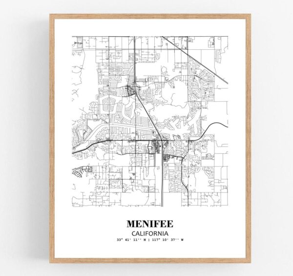Eleville Unframed Menifee California City View Abstract Modern Map Art Print Poster Wall Office Home Decor Line Art wgn662