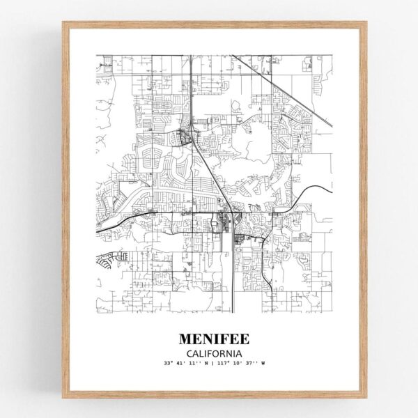 Eleville Unframed Menifee California City View Abstract Modern Map Art Print Poster Wall Office Home Decor Line Art wgn662