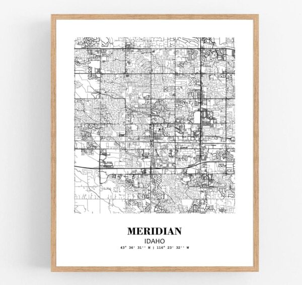 Eleville Unframed Meridian Idaho City View Abstract Modern Map Art Print Poster Wall Office Home Decor Line Art wgn663