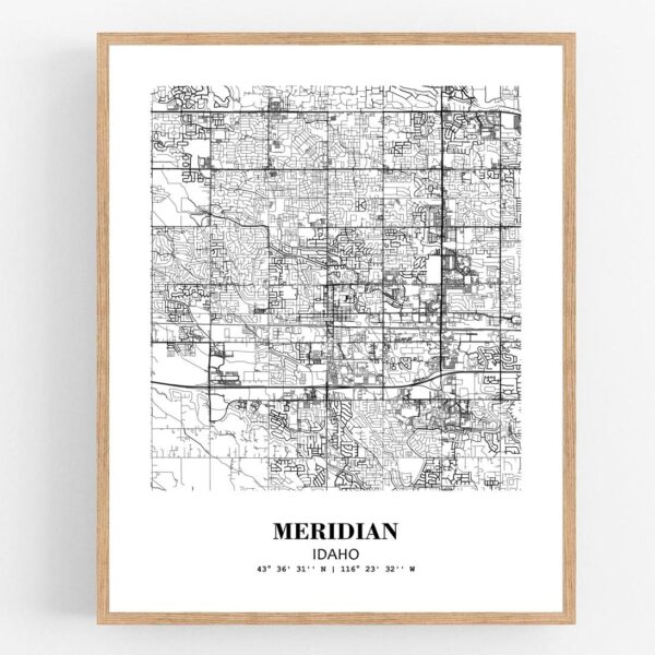 Eleville Unframed Meridian Idaho City View Abstract Modern Map Art Print Poster Wall Office Home Decor Line Art wgn663